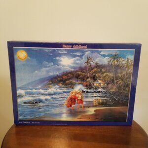 Happy Childhood 1000 Pc Jigsaw Puzzle Boy Girl Walking by Beach Scenery Gift Coa